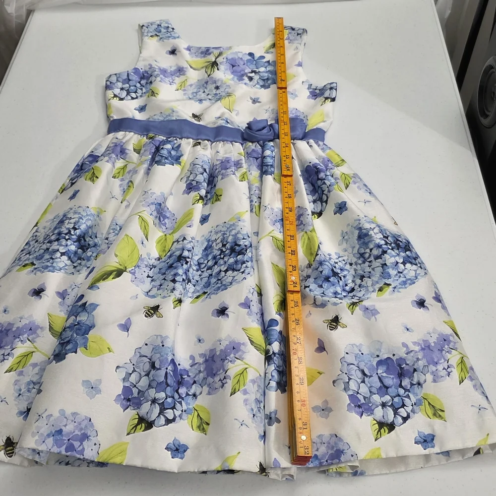 Gymboree Girls Blue Roses Floral Elegant Formal Fancy Ruffled Dress Size 12 NEW
